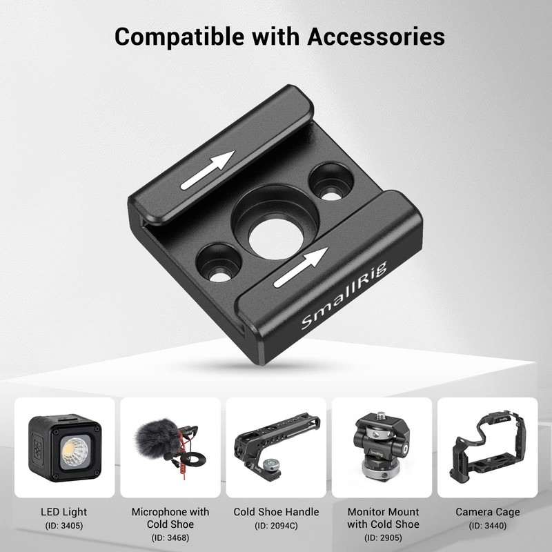 SMALLRIG Cold Shoe Mount Adapter mit 1/4 Zoll Gewindeloch für