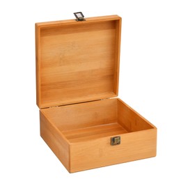 Unfinished Wooden Box with Hinged Lid and Front Clasp, Natural Pine Wood Boxes DIY Craft Wooden Boxes for Art, Hobbies, Jewelry Box and Home Storage (19.5x19.5x10)