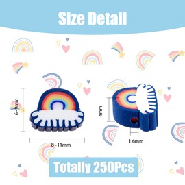 DICOSMETIC Pack of 250 10 Colours Rainbow Shape Beads Clay Beads Spacer Beads 1.6 mm Colourful Loose Beads Kawaii Flatback Rainbow Beads for Bracelets Jewellery Making