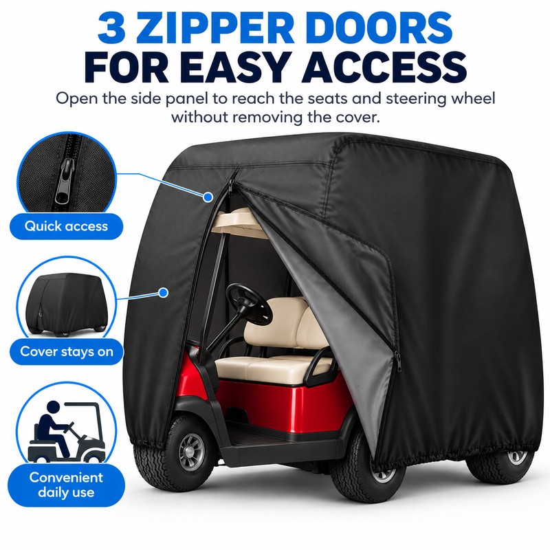 Waterproof Golf Cart Cover for 2-Passenger Carts – 420D Polyester