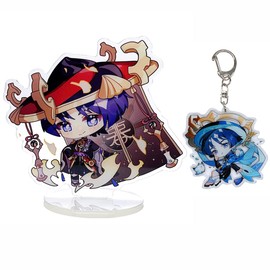 narukami Genshin Impact Cute Character Acrylic Figure Stand and Keychain Set for Game Player or Fans (Wanderer)