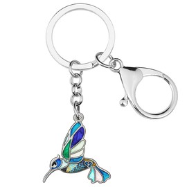 BONSNY Enamel Metal Hummingbird Key chains For Women Girls Gifts Car Purse Birds Pendant Charms (Blueness)