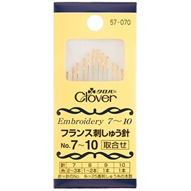 Clover 57-070 French Embroidery Needles, Assorted No. 7-10, Pack of 12