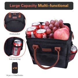 ANGGO 17L Backpack Insulated Lunch Bag for Women Men, Large Lunch Bag Lunch Tote Cooler Bag with Shoulder Strap, Water Resistant Thermal Leak-Proof Collapsible Cooler Bag for Work, Picnic, Camping