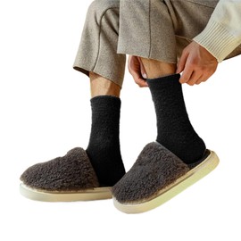 Dress Cici Fluffy Slipper Socks, Winter Fuzzy Socks Plush Warm Sock for Men and Women (4 Pack: 4Black)