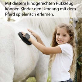 Small Rubber Bar for Children - Black Mini Curry Comb with Rubber Loop, Brush for Cleaning, Cleaning & Massage for Horses (Rubber Bar for Children (7 x 12 cm))