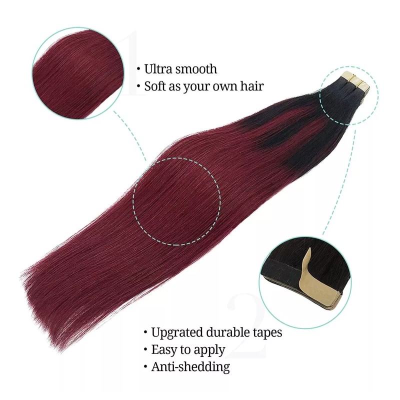 Doores Extensiones Cabello Humano 50gr 14in Ombre Azabache Negro A