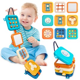 weirtoya Montessori Toys for 1 Year Old, Baby Busy Board for 1 Year Old Toddler Toys Travel Activities Busy Cube Gifts for Baby Boy Girl My First Montessori Busy Board