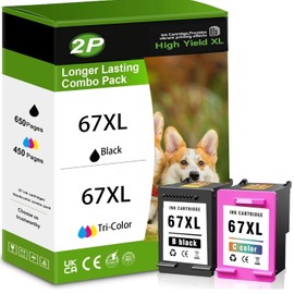 Printer Ink 67 XL 67XL 2755e Ink Cartridge for HP Printers for HP 67 Ink Cartridges Black/Color Combo Pack for HP Ink 67 for DeskJet 2700 2700e 2855e 2755e 4155e 2734e 4100e 2755 Envy 6055e 6000 6455e