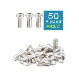 M4 x 1/2" Button Head Socket Cap Bolts Screws (50pcs) 18-8 Stainless Steel 304 Allen Hex Drive Fully Thread Machine Screw | by IMSCREWS