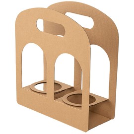 Restaurantware Bio Tek Drink Carriers 100 Disposable Cup Carriers With Handles - Holds 2 Cups For Delivery Or To Go Kraft Paper Drink Holders Built-In Handle Fits Multiple Beverages