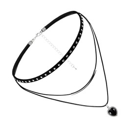 JJDreams Black Choker Necklace with Cross, Heart, Star, Stretch Necklaces, Black Lace Tattoo Necklace, Gothic Necklace for Women and Girls, Black, Zinc