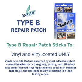 TEAR-AID Vinyl Seat Repair Kit, Type B Clear Patch for Vinyl and Vinyl-Coated Materials, Works On Cars, Motorcycles, Jetski, Boats & More, Blue Box, 2 Pack