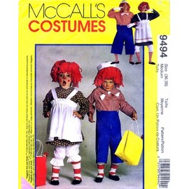 McCall's 9494 Sewing Pattern Womens Mens Adult Raggedy Ann Andy Costumes Bust / Chest 36 - 38