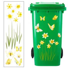 RLMVGBX Flower Wheelie Bin Stickers Decorative Wheelie Bin Covers Dustbin Flower Stickers Decal for Fridge and Household Decorations