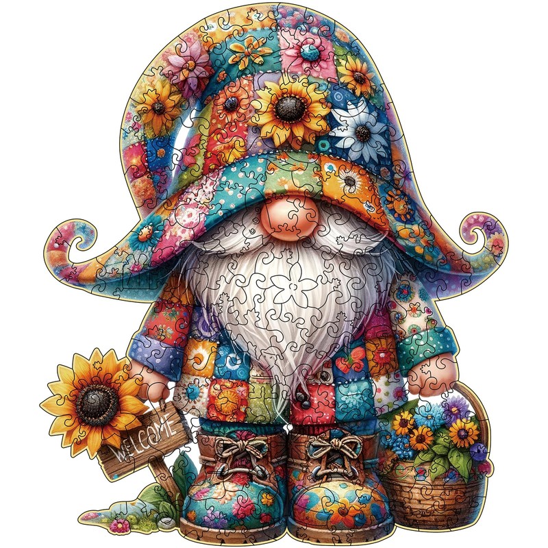 Wooden Jigsaw Puzzles, 300 Pieces Gnome Wooden Puzzles for Adults