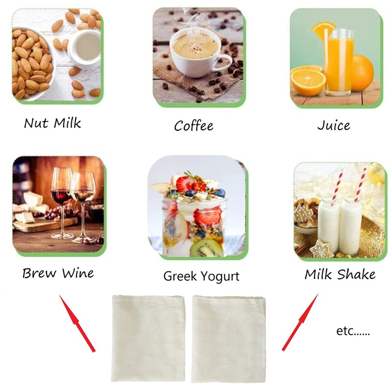 Cheesecloth Bags for Straining,Reusable Cold Brew Coffee Cheese Cloths Strainer,Large