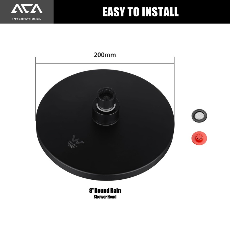 ACA International WELS 8" Overhead Shower Head Round ABS Plastic