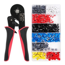 Ferrule Crimping Tool Kit - Flytuo Hexagonal 0.08-16mm² Ferrule Crimping Tool Kit Self-Adjustable Ratchet Pliers for AWG 28-5 Wires with 1200Pcs Twin Wire Terminal
