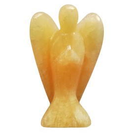 Lovionus89 Natural Ice Yellow Jade Guardian Angel Statue, Hand Carved Stone Healing Crystal Bag Figures Decoration, 5 cm