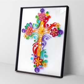 Uniquilling Quilling Kits Paper Quilling Kit for Adults Beginner, 16 * 20in Cross with Paper Quilling Tools& Using Manual, DIY Kits for Adults Paper Filigree Painting Kits Wall Art Decor