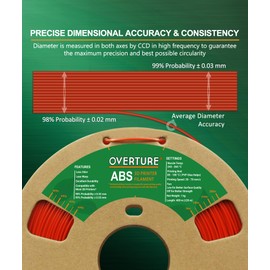 OVERTURE ABS Filament 1.75mm, ABS 1kg Spool (2.2lbs),3D Printer Filament,Dimensional Accuracy +/- 0.02 mm, Fit Most FDM Printer (Dark Red)
