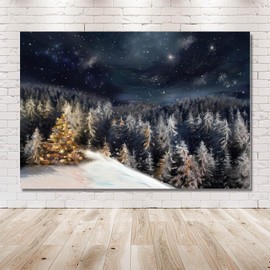 MEHOFOND 7x5ft Winter Photography Backdrop Christmas Snow Scene Forest Background Banner Family Holiday Party Decor New Year Xmas Eve Photo Props
