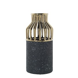 JARRÓN CERÁMICA ORO/GRIS OSCURO °13X28CM