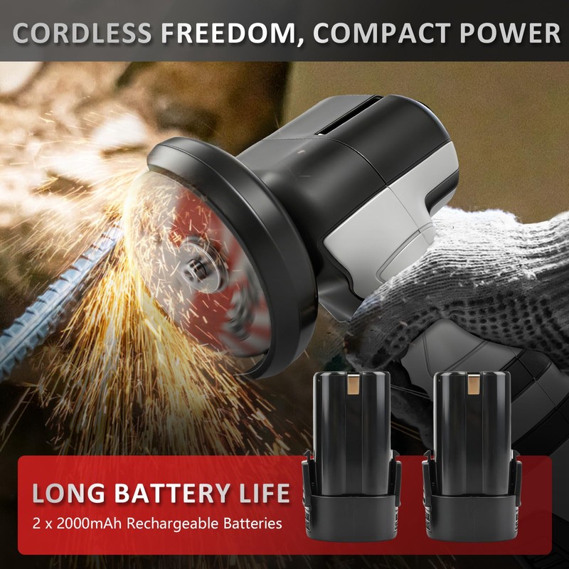 16.8V Mini Angle Grinder Cordless with 2 X 2Ah Battery,