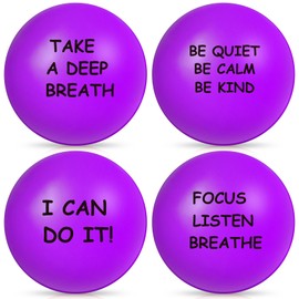 Ceenna 4 Pcs Motivational Stress Balls for Adults 2.5 Inch Stress Relief Balls with Inspirational Quotes for Encouraging Motivating Hand Exercise Anxiety Anger Tension Fidget Manage (Purple)