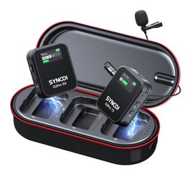 SYNCO G2A1PRO Wireless Microphone, Volume Adjustment, Noise Cancelling Function, Easy Operation, Includes Charging Case, Convenient Carry, Video Recording, Seminars/Audio Recording, Compatible with