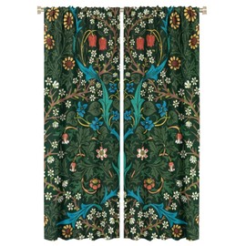GoDazzling William Morris Retro Windows Curtains Botanical Patterned Curtains, William Morris Floral Art Blackout Curtains，for Living Room Bedroom 42x63in 2 Panels