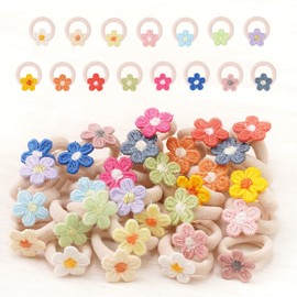 JOYOYO 30PCS 1 Inch Baby Girls Hair Ties with Flower,Soft Elastics Ponytail Holders Hair Accessories for Infants Toddlers Baby Girls