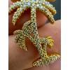 Harlembling MOISSANITE Real 925 Silver Gold Palm Tree Necklace Pendant