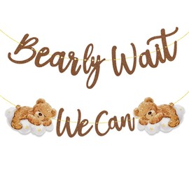 We Can Bearly Wait Baby Shower Decorations Brown Glitter We Can Bearly Wait Bear Baby Shower Banner Gold Sign Teddy Bears Babys Shower Decorations for Gender Reveal Birthday Party Supplies
