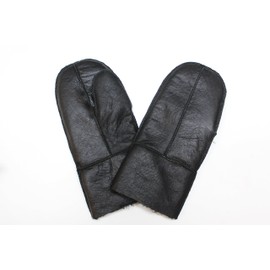 Infinity Unisex Black Soft Thick 100% Sheepskin Mittens M with Black Fur M