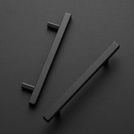 Ravinte 10 Pack 7.38'' Square Cabinet Pulls Matte Black Stainless Steel Kitchen Drawer Pulls Cabinet Handles 7-3/8”Length,5” Hole Center