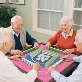 Mahjong Mat, Mahjong Mat for Table with Bag, 31.5" x 31.5" Rubber Anti Slip and Noise Reduction Board Gaming Mat for Mah Jongg, Poker, Board Tile Games, Dominoes