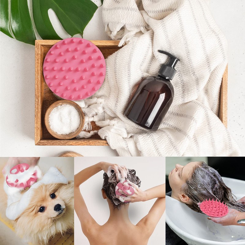 One-piece Silicone Scalp Massager Shampoo Brush Hair Wash Scrubber, Pink