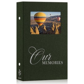 Lanpn Photo Albums 6x4 300 Pockets Slip in, OURMEMORIES Linen Hardcover Window Photo Book Photobook Holds 300 horizontal Photos (Green)