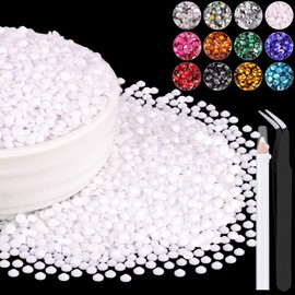 8000PCS 3mm Resin Rhinestones Bulk for Crafting (White), Flatback Bedazzling Crystals for Crafts DIY Nail Decoration, Gems Charms for Tumbler Shoes Clothing Fabric with Pickup Pen and Tweezers