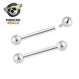 Pierced Koala (16G 10mm) 2PCS Titanium Implant Grade 16G 14G Internally Threaded 8mm - 14mm Tongue Nipple Industrial Bar Ear Barbell Body Jewellery