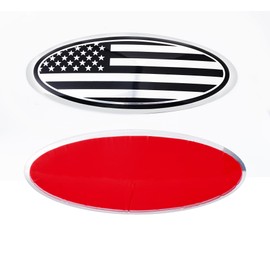 HHLOU 7.75 inch Aluminum Overlay Oval American Black Flag Rear Tailgate Emblem Compatible with Ford Expedition,2020-22 Ford F250 F350（Silver）