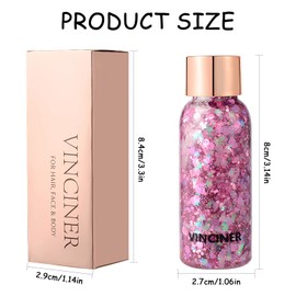 TOPJOWGA Body Glitter Gel, 4 Bottles Glitter Face Liquid, Mermaid Sequins Chunky Glitter Liquid, Mermaid Sequins Chunky Glitter Body Gel, Face Glitter Hair Lip Glitter Masquerade Makeup