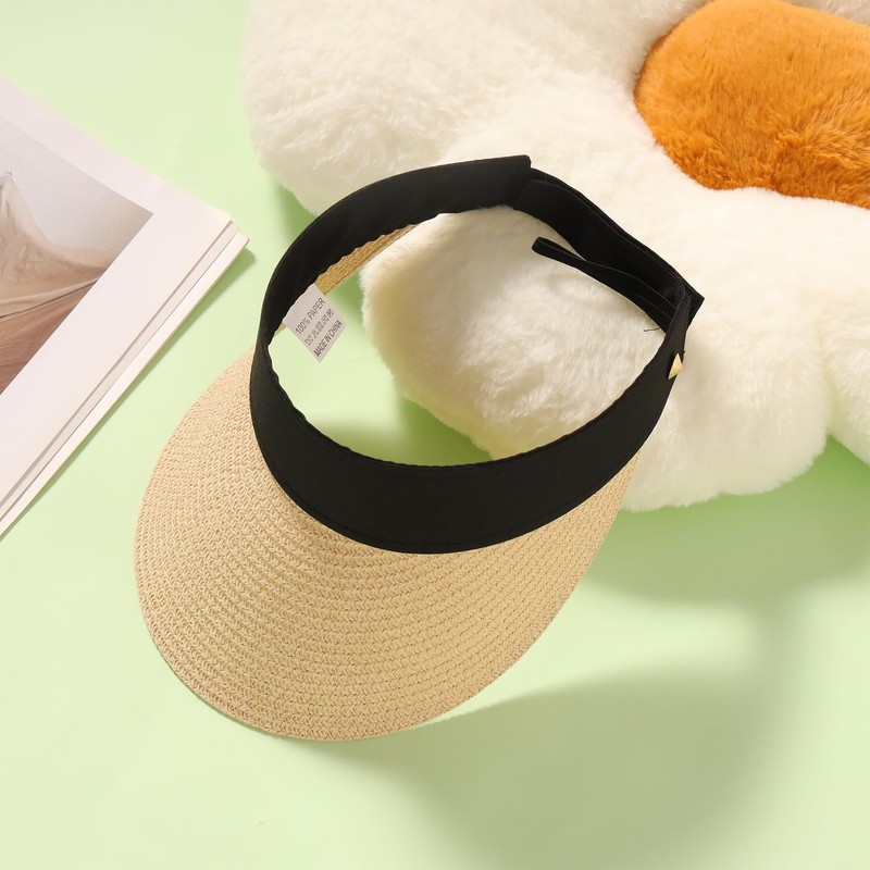 MILAKOO Womens Sun Visor Hut Einstellbare Breite Krempe UV-Schutz Faltbar