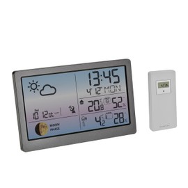 TFA Dostmann Luna Sky 35.1169 Wireless Digital Weather Station with Outdoor Sensor, Temperature Humidity Meter, Air Pressure Display, Moon Phase, Colour Display with Colour Gradient, Outdoor