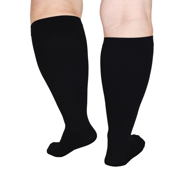 Nogsay Compression Socks for Men and Women, 20-30 mmHg Medical Support Stockings, Plus Size Compression Socks, Knee Socks for Edema, Varicose Veins (Black), black