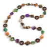 Avalaya Multicoloured Shell, Brown Wood Ring and Glass Beads Necklace