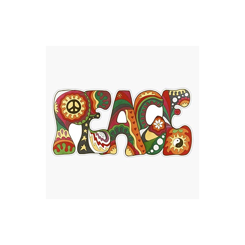 Vintage Psychedelic Peace Sticker Decal Vinyl Bumper Stickers Waterproof 5"