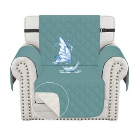 CYCMACO Sofa Cover Waterproof 1 Seater with Armrests, Sofa Protector Scratch-Resistant for Cat Dog, Universal Sofa Covers Non-Slip, Thick Couch Cover with Side Pockets, Washable, Light Blue